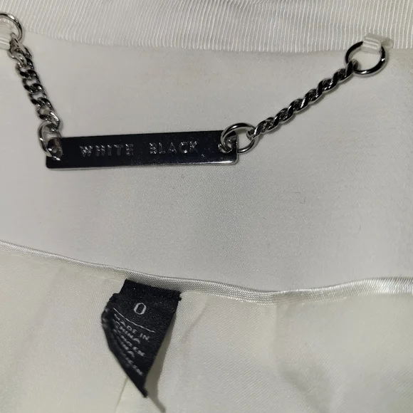 Elegant White Double-Breasted Women's Blazer White Black - Picture 7 of 14